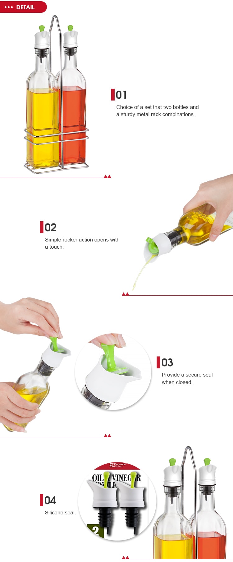 Glass Cooking Oil Dispenser Easy-Touch Opener #78831001