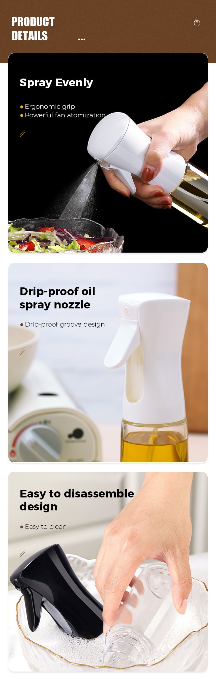 Glass Oil Spray Dispenser Easy Action
