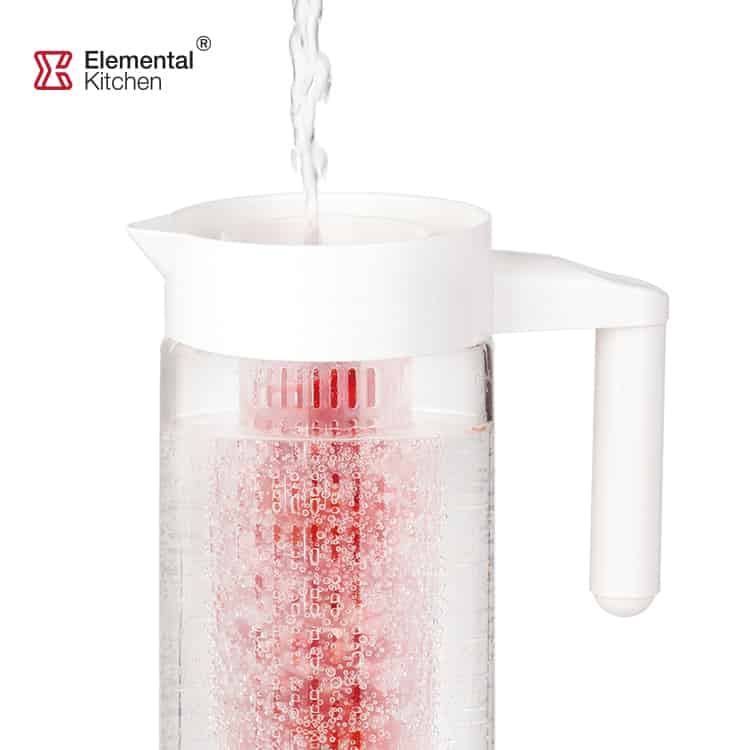 GLASS WATER PITCHER WITH FRUIT INFUSER TUBE