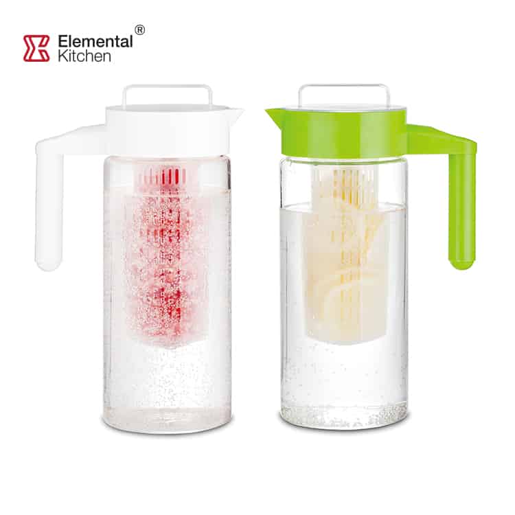 GLASS WATER PITCHER WITH FRUIT INFUSER TUBE