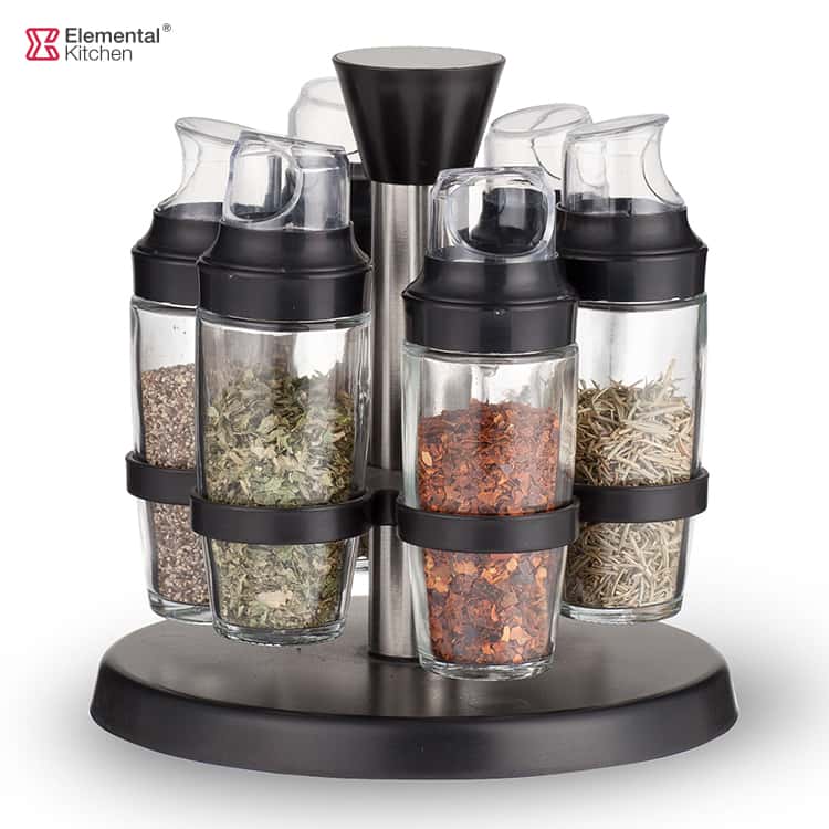 SPICE RACK WITH GLASS JAR 7PCS – MEASURED TOP #7858