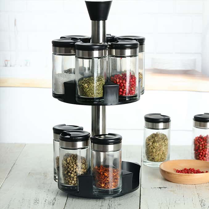 Glass Spice Bottles with Rack Three -Choice 7pcs #79102003