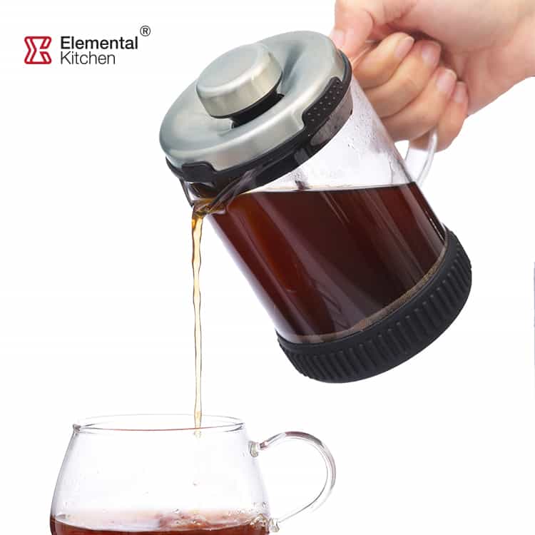 Glass French Press Coffee Maker –  Stainless Steel Lid #6919A004