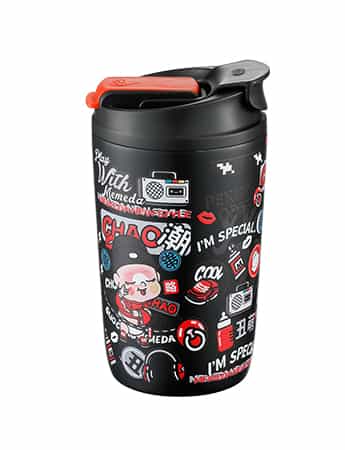 DUAL-LID STAINLESS STEEL INSULATED TRAVEL MUG - #69422003