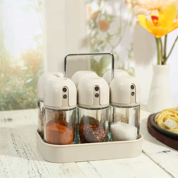 Glass Herb and Spice Jars with Compact Rack Bit Lid #78651002