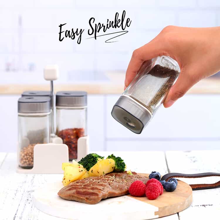 Peppers Container Rack Glass Salt and Pepper Containers with Rack #78752002