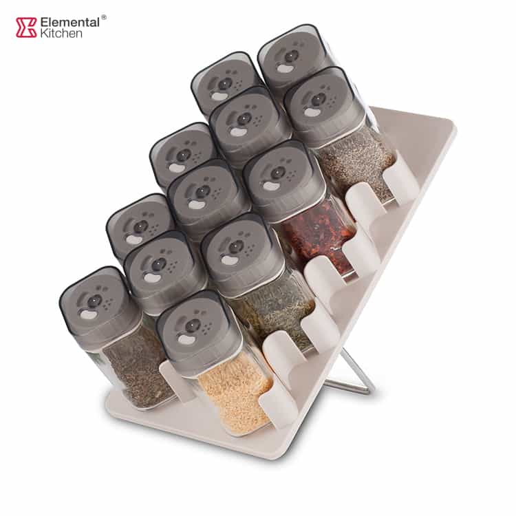 Glass Spice Organiser with Rack 13pcs-Three Choice Spice Bottle #78752004