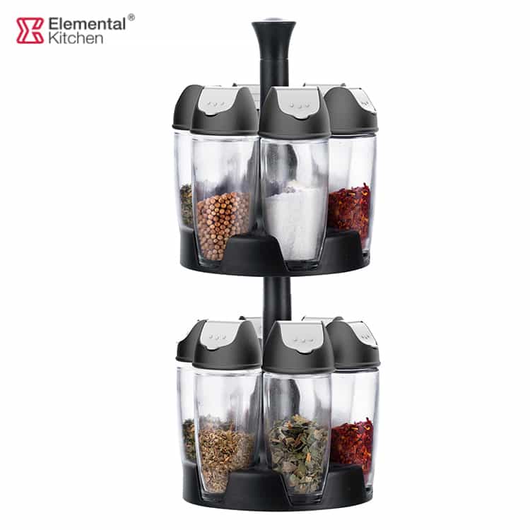 Glass Best Spice Rack Organizer with Revolving Rack – 13 Pcs Casual Shape #78802003