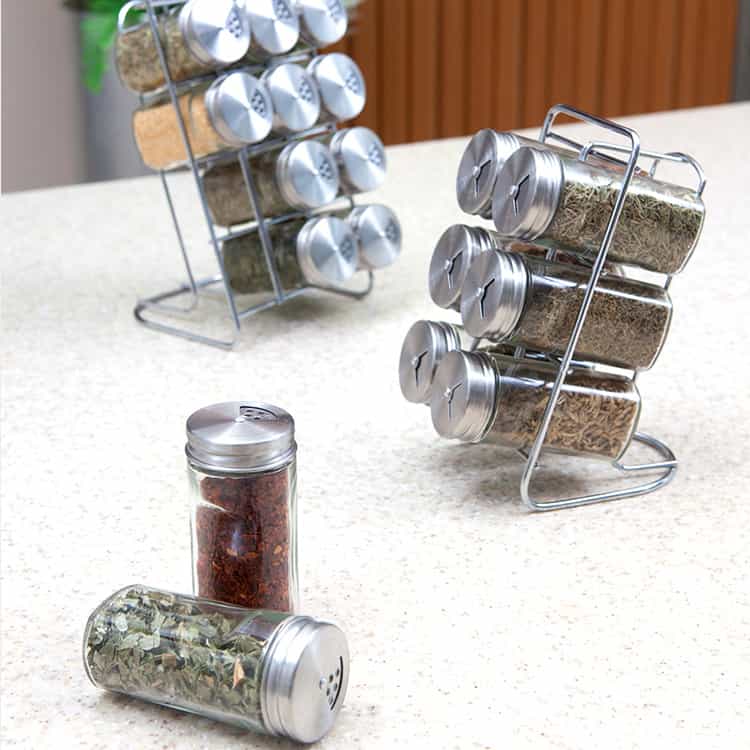 Spice Container with Glass Jar Set Stainless Steel Lid #7885A002