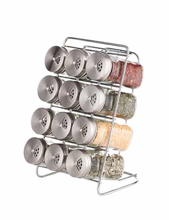 Metal Spice Rack with 8-Jar Stainless Steel Lid