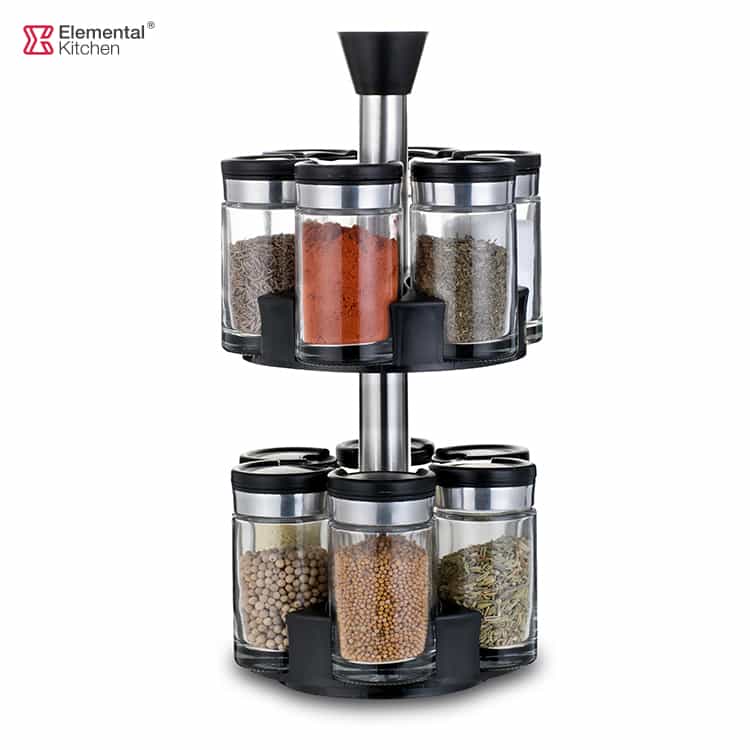Glass Spice Bottles with Revolving Rack Three -Choice 7pcs #79102002