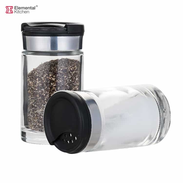 Glass Salt Pepper Shakers Set Three -Choice Spice Bottle #7909100201
