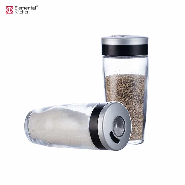 Glass Spice Containers Set with Rotating Spice Rack 13pcs – Magnifying Lid #7918