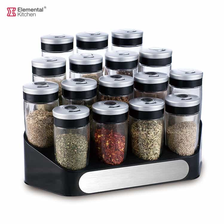 Glass Spice Containers Set – Magnifying Lid #7918