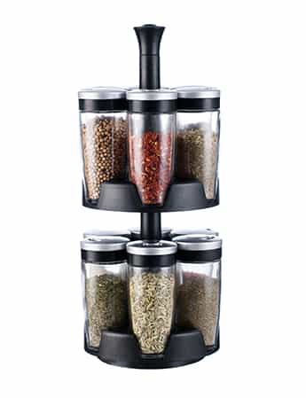 ROTATING SPICE RACK WITH JARS 13PCS - MAGNIFYING LID #7918