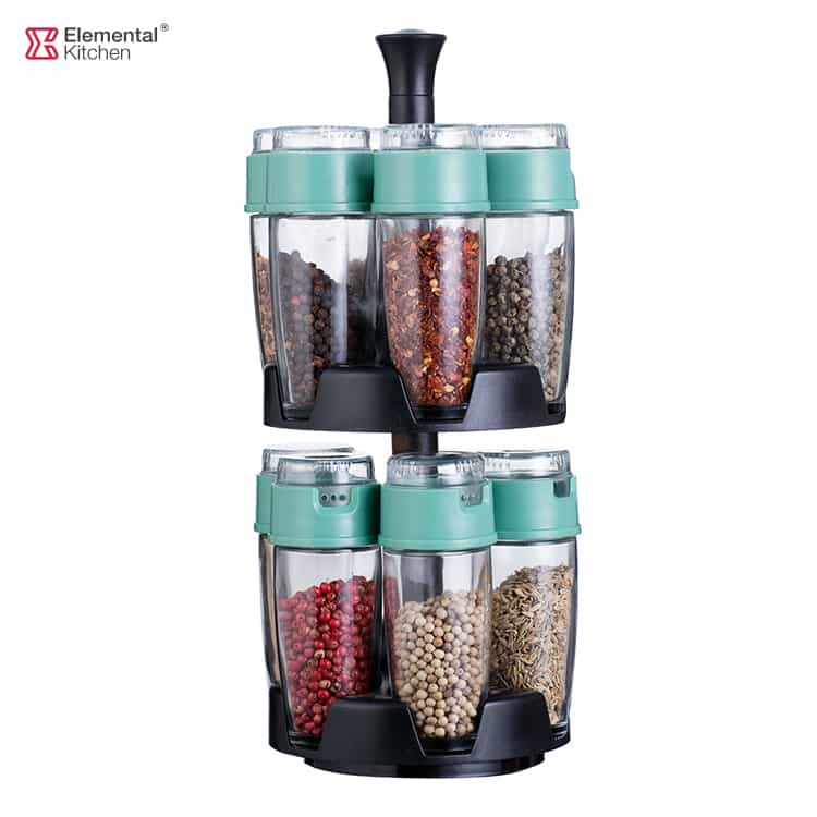 Glass Spice Jars with Lids Rotating Spice Rack – 13pcs Magnifying Lid #79232004