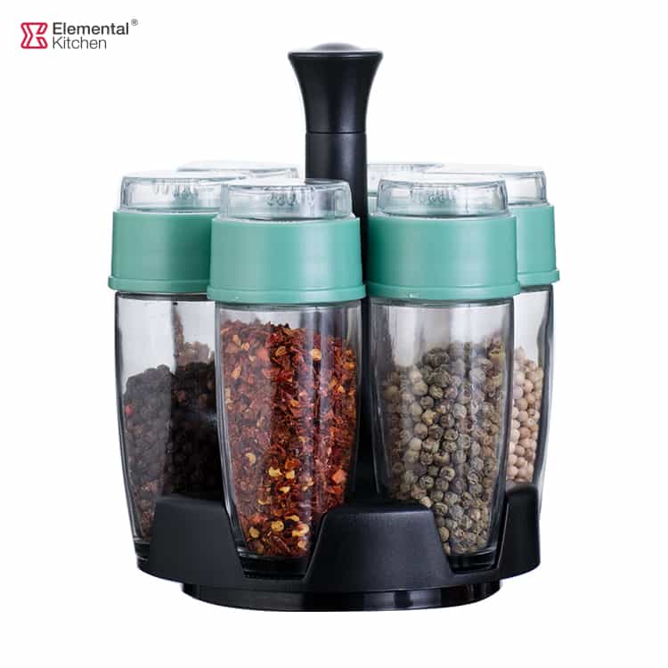 Glass Spice Jars with Lids Rotating Spice Rack – 7pcs Magnifying Lid #79232005