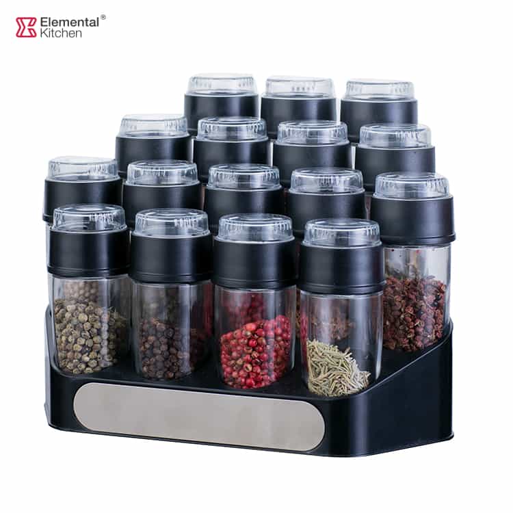 Small Spice Bottles with Rack – Magnifying Lid #79232006