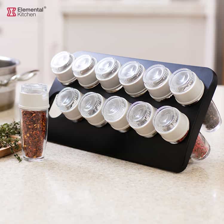 Glass Spice Jar with Rack – Magnifying Lid #79232003