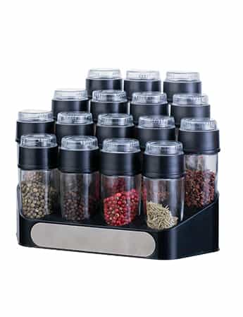 Small Spice Bottles with Rack - Magnifying Lid #79232006