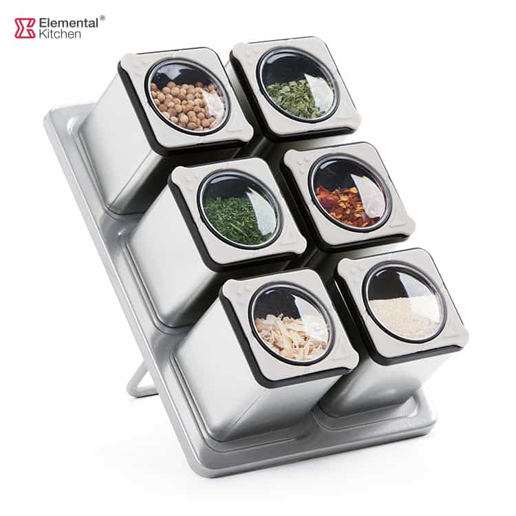 Metal Spice Jars Magnetic With Rack 7pcs #86792000