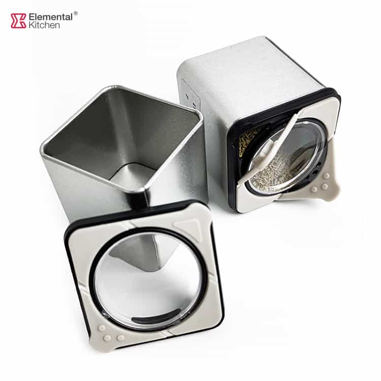 SQUARE STAINLESS STEEL SPICE JAR MAGNETIC WITH METAL RACK 7PCS #86792000