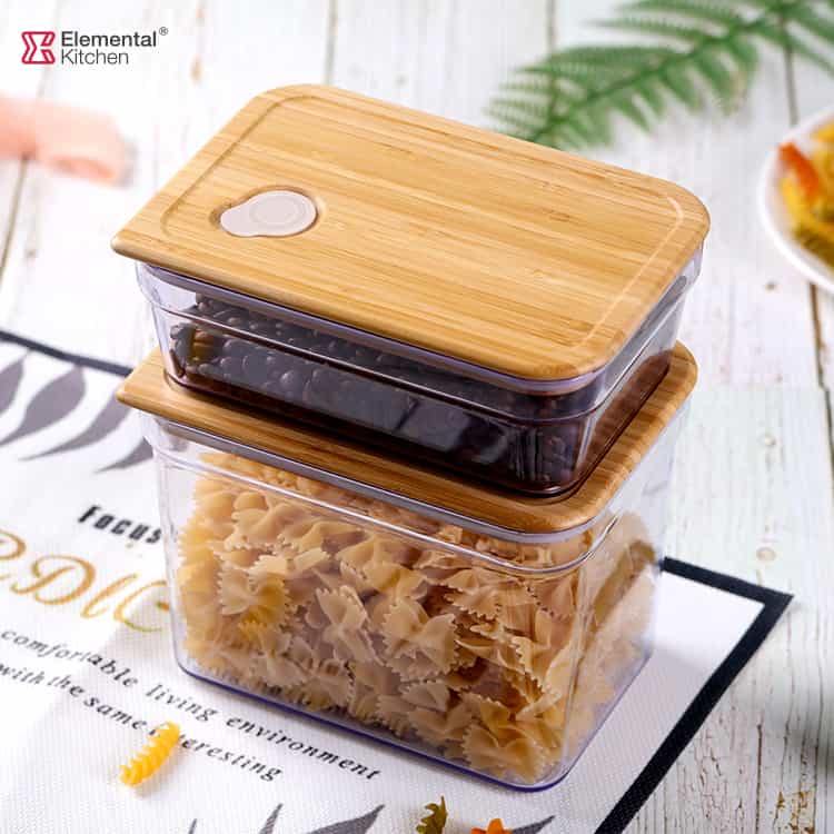 PLASTIC STORAGE CONTAIN BAMBOO LID #9732