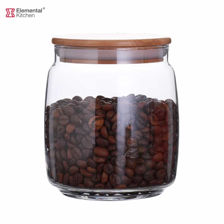 GLASS STORAGE JAR WITH BAMBOO LID #9904