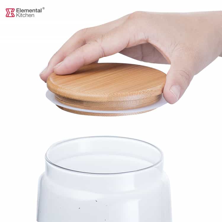 GLASS STORAGE JAR WITH BAMBOO LID #9904