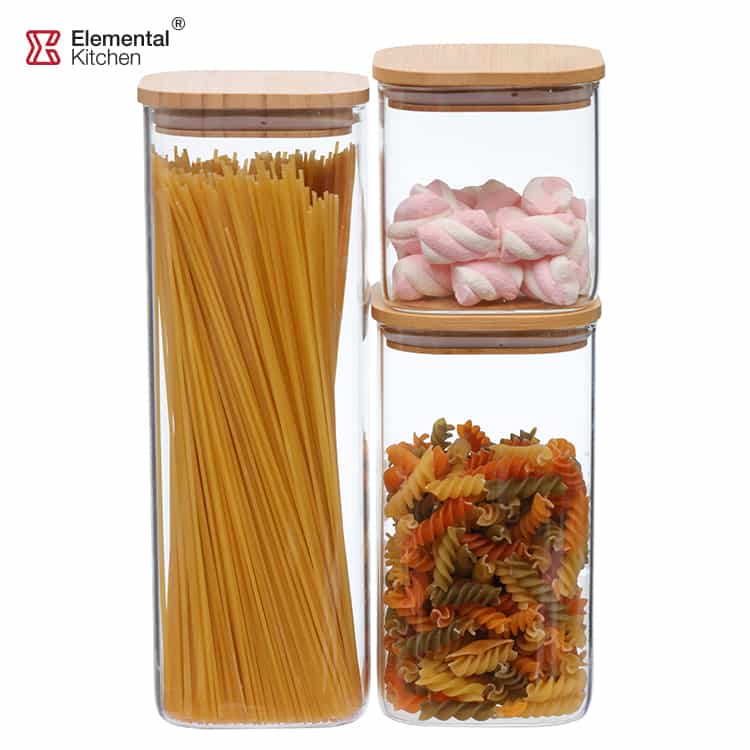 Glass Pantry Storage Containers Bamboo Lid #99199001
