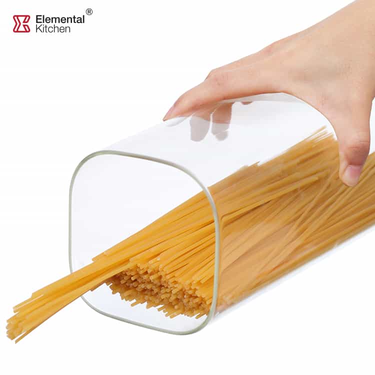 Borosilicate Glass Pantry Storage Containers Bamboo Lid #9919