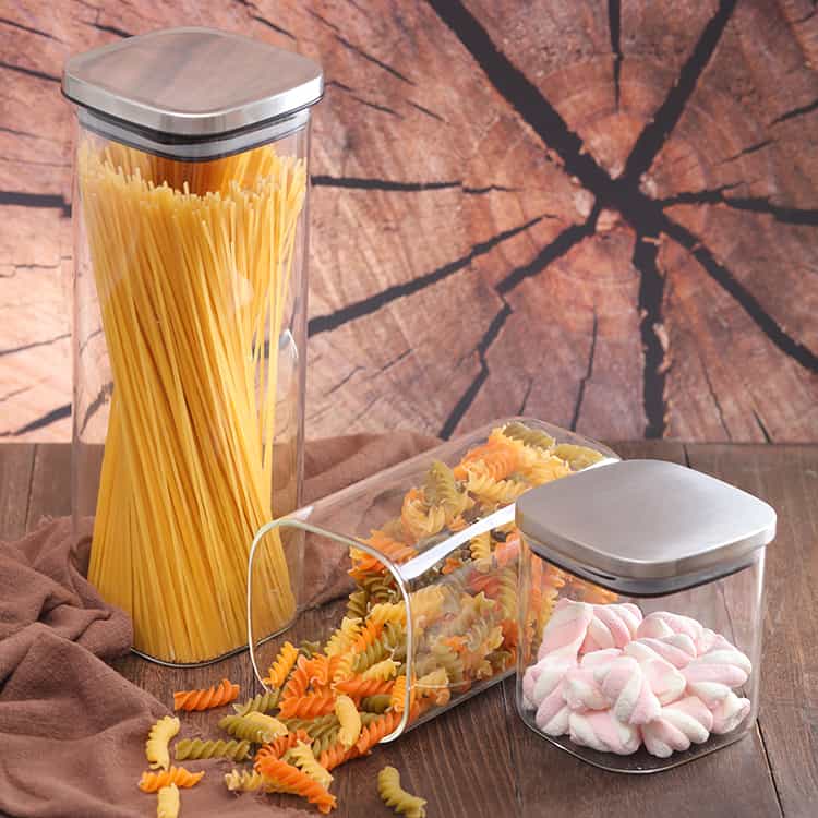 Borosilicate Glass Pantry Storage Containers Stainless Steel Lid #9919A001