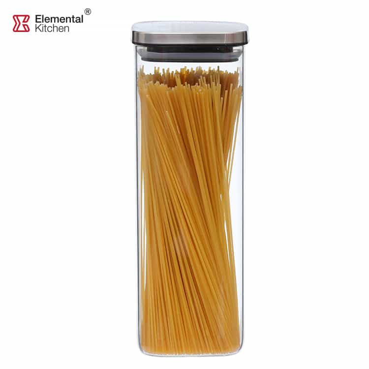Borosilicate Glass Pantry Storage Containers Stainless Steel Lid #9919A001