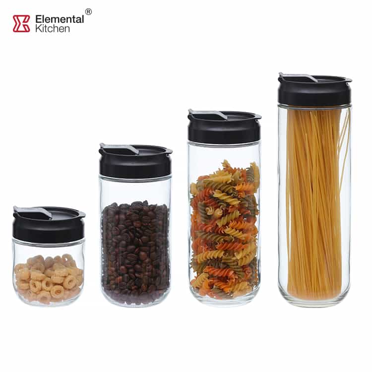 GLASS STORAGE CONTAINERS JAR DOUBLE OPENING LID #9920