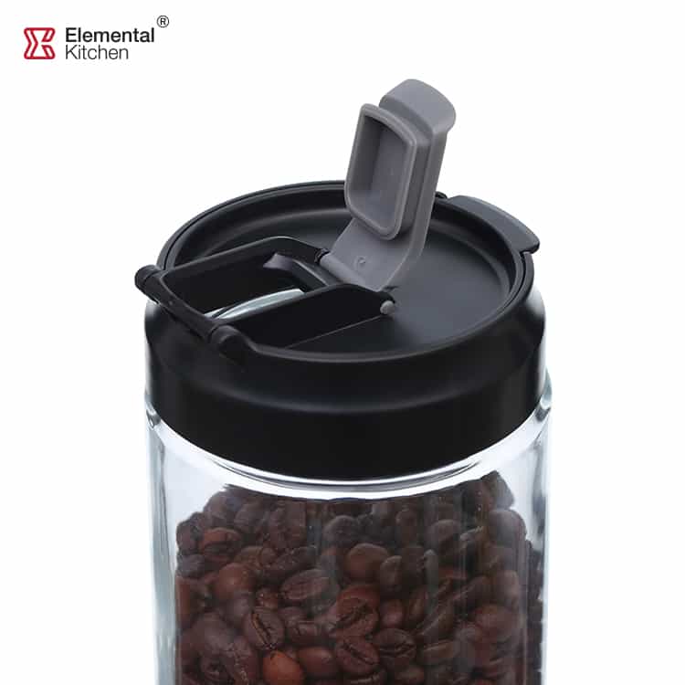 GLASS STORAGE CONTAINERS JAR DOUBLE OPENING LID #9920