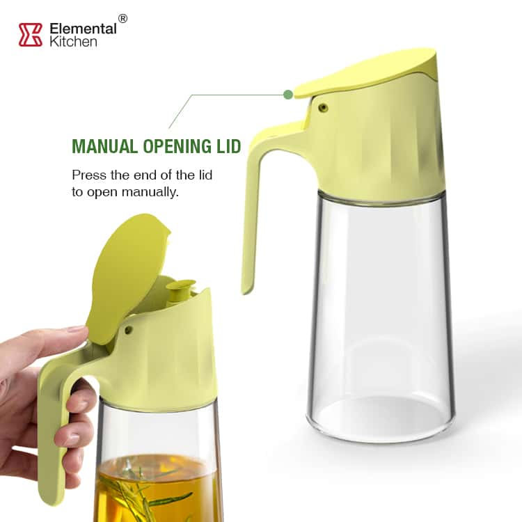 1pc Creative Automatic Glass Oil Bottle With Gravity Lid, Kitchen