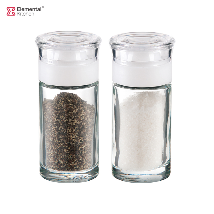Glass Salt and Pepper Shakers Set With Metal Rack #89001002