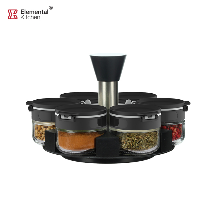 Dual Lid Round Spice Jar with Rack #79352008