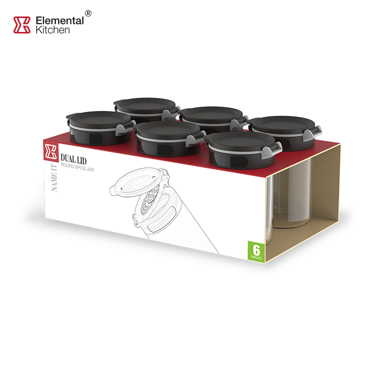 Dual Lid Round Spice Jar with Rack #79352005