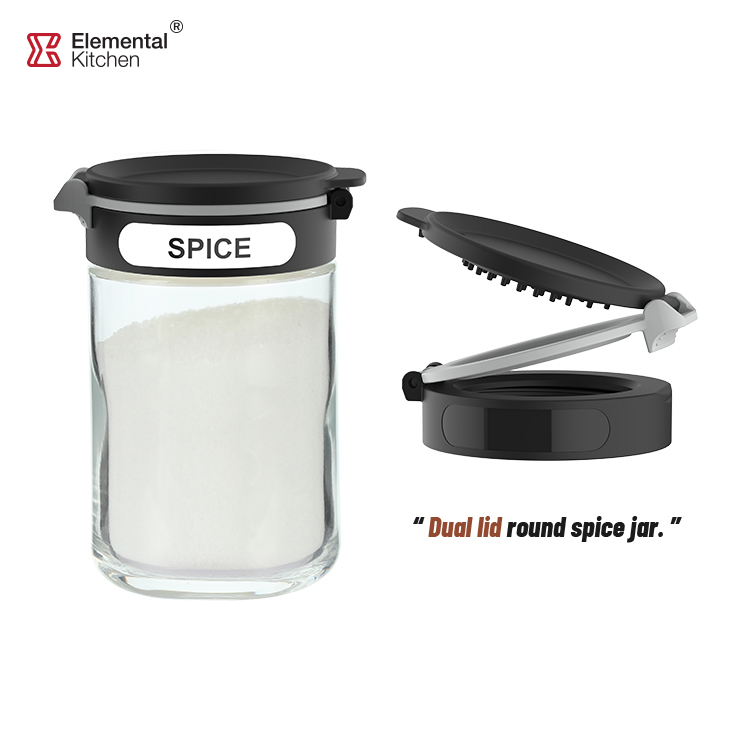 Glass Spice Containers Dual Lid with Metal Rack #79352003