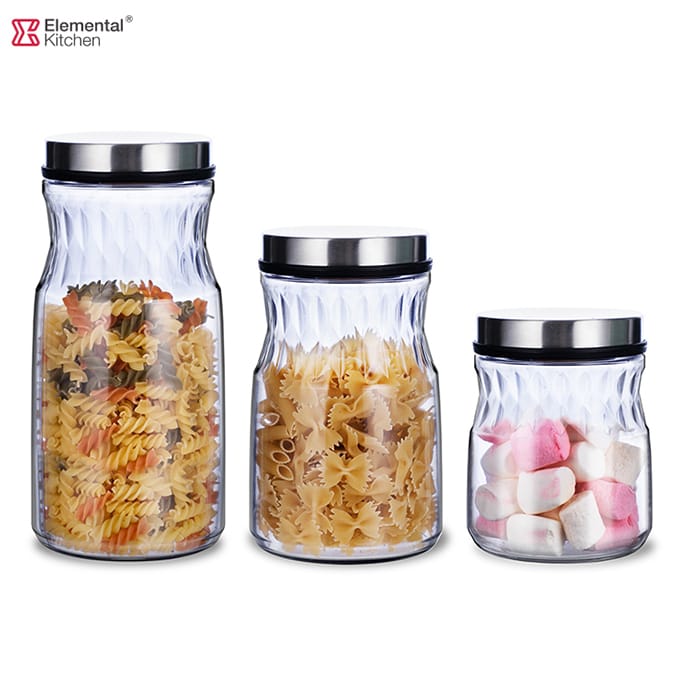 Glass Jar Storage Easy-grip with Stainless Steel Lid #9903A0011
