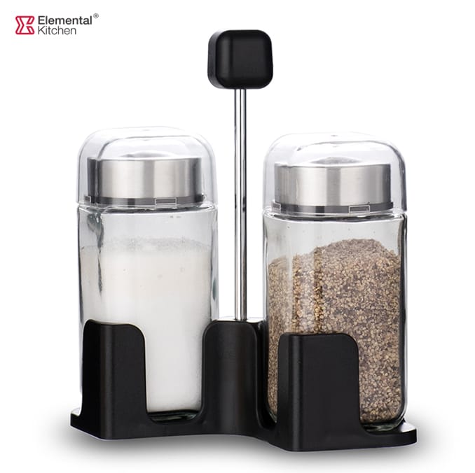 Glass Salt Shaker Easy Sprinkle Stainless Steel Lid #7903A00001