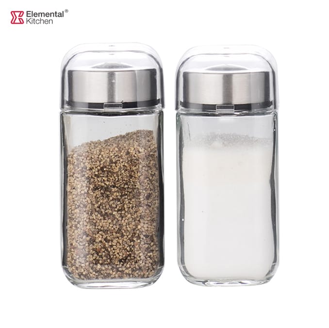 Glass Salt Shaker Easy Sprinkle Stainless Steel Lid #7903A00001