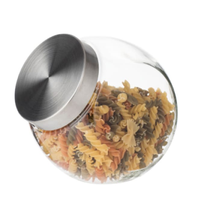 Slanted Round Glass Food Canister With Stainless Steel Lid #9219000